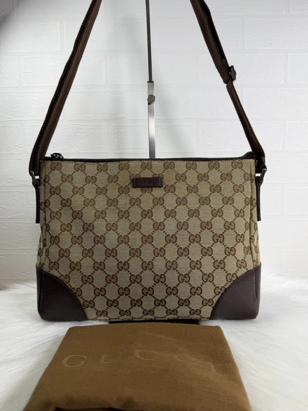 Gucci Brown Monogram Canvas Crossbody Bag